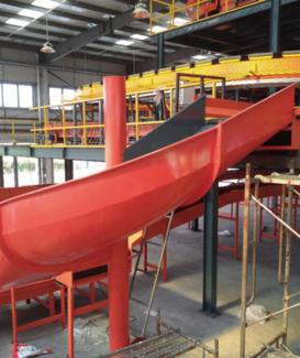 Cross belt sorter steel chute